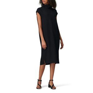 Joseph Flore Solid Black Mock Neck Side Slit Sheath Dress Women's Size FR 42